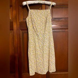 Old Navy Yellow Pink Floral Linen Dress Size M